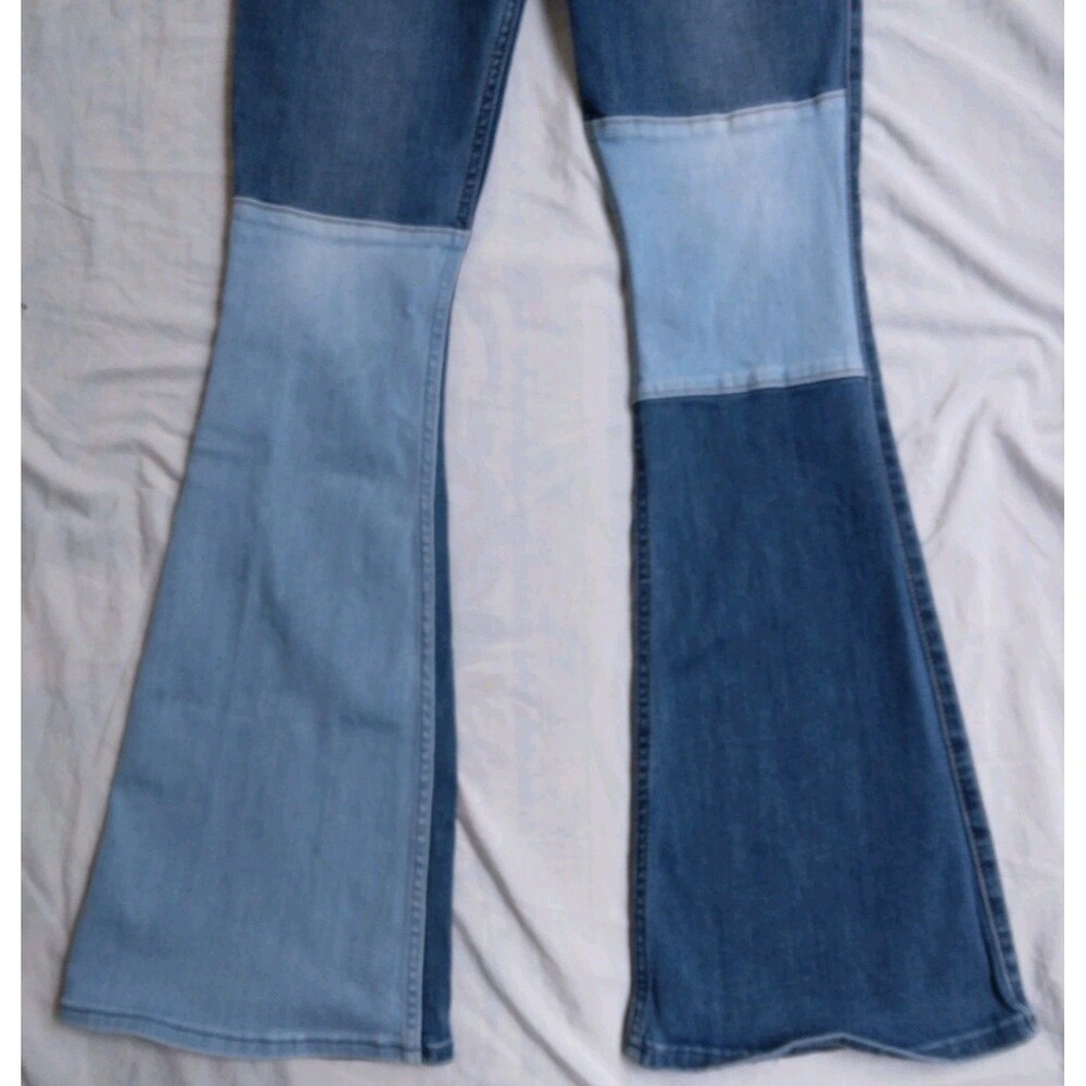 Hollister High Rise Vintage Flare Blue Jeans Patchwork Hippie Festival Women's 3 - Picture 3 of 13